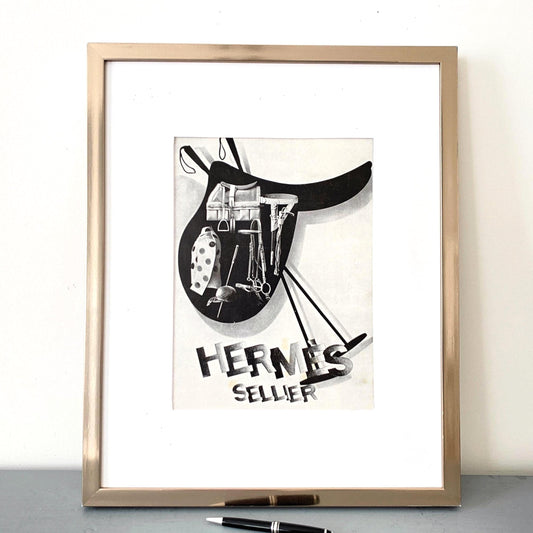 Authentic 1920s Vintage Hermes Ad Wall Art Poster: Art Deco Saddle & Horse Equipment Print