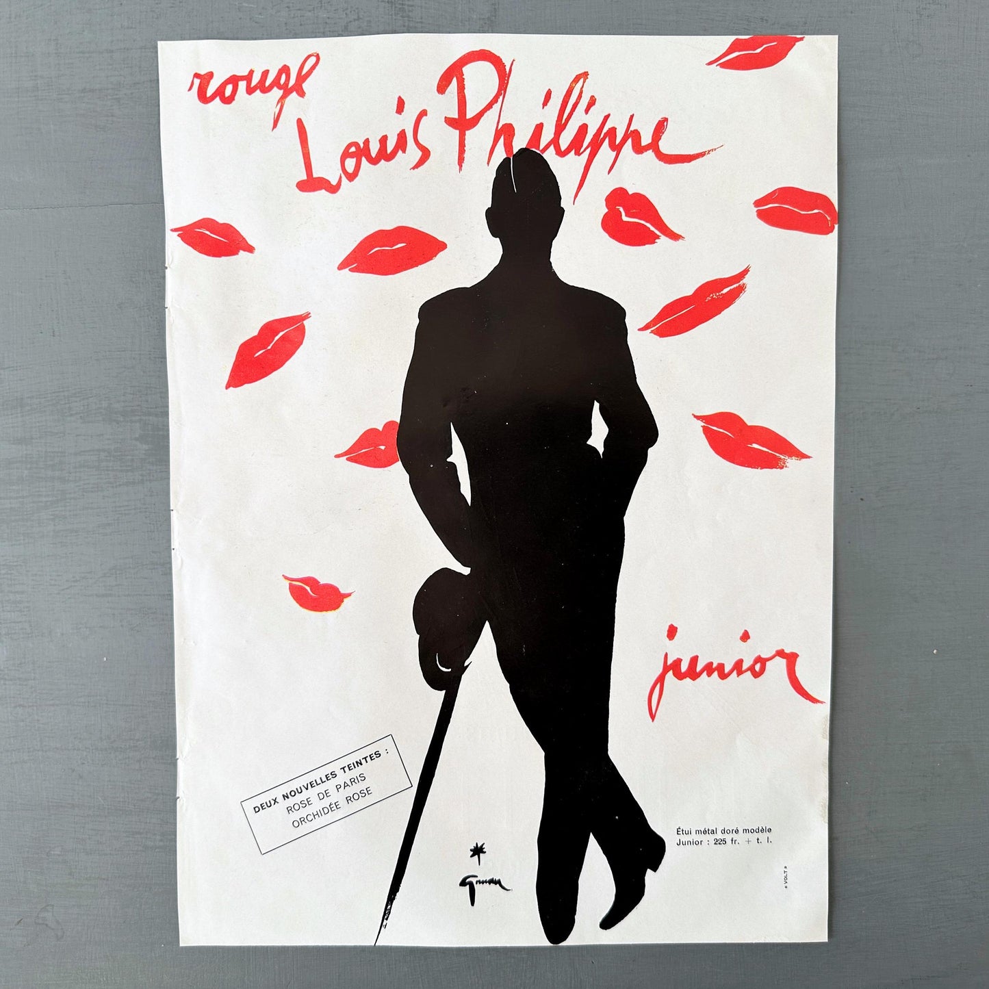 Vintage Red Lipstick Ad: Rene Gruau Vogue Print, Rare Boheme Wall Art