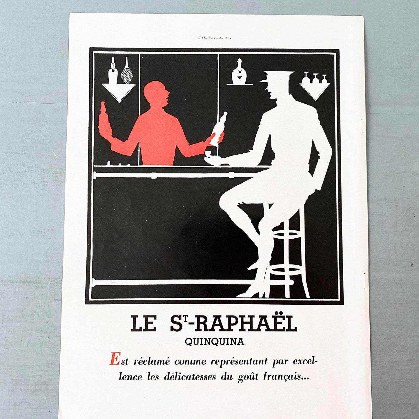 1930s St Raphael Aperitif Ad Print: Rare Vintage Alcohol Wall Art