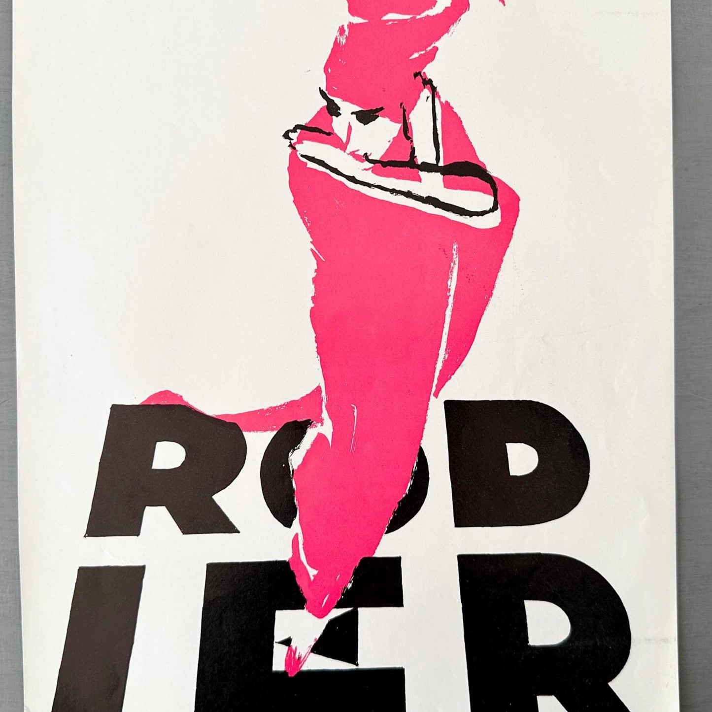 Rene Gruau French Vogue Print: Pink Dress Rodier Ad, 1950s Fashion Illustration