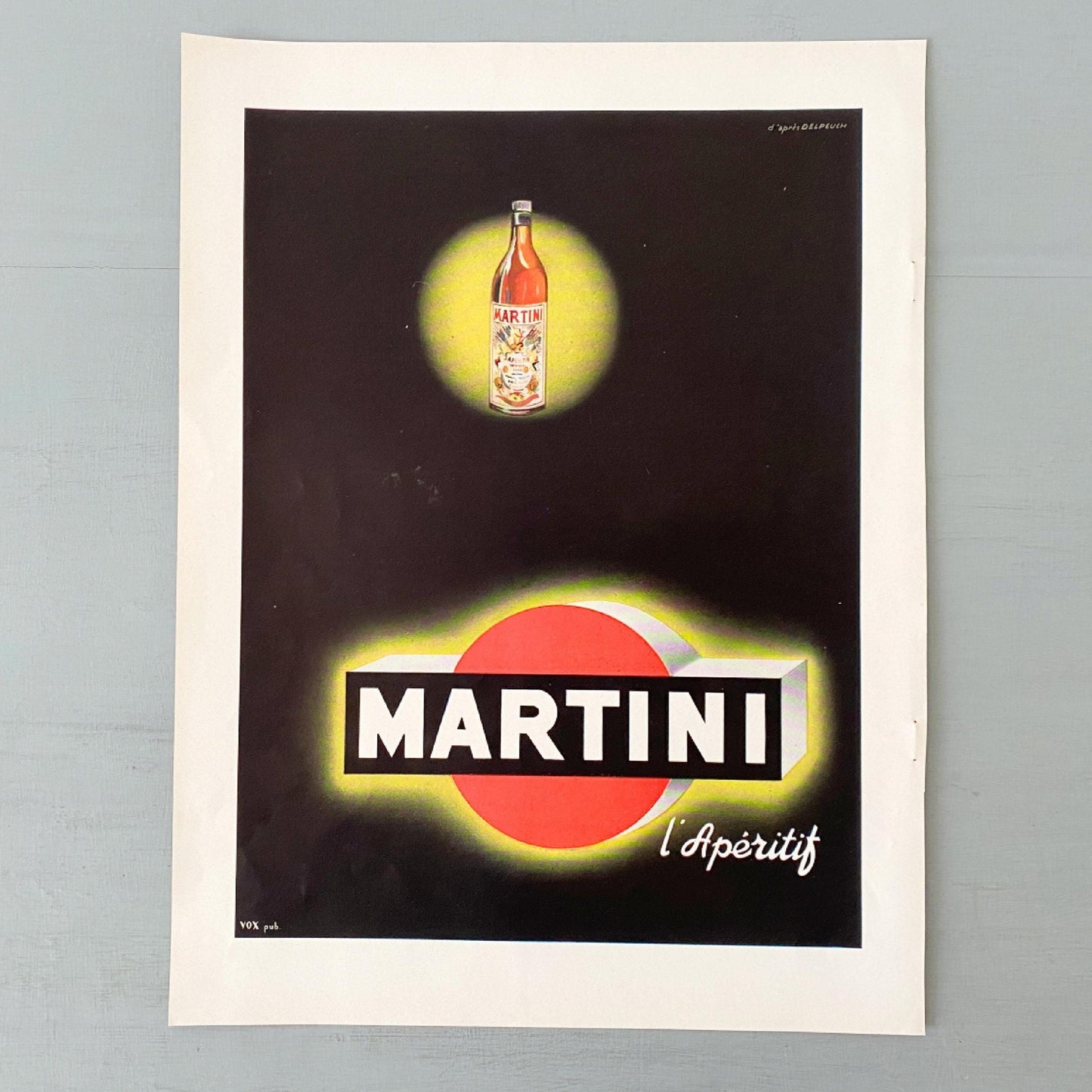 Authentic 1950s French Vintage Martini Aperitif Ad Poster: Maximalist Retro Bar Wall Art Print