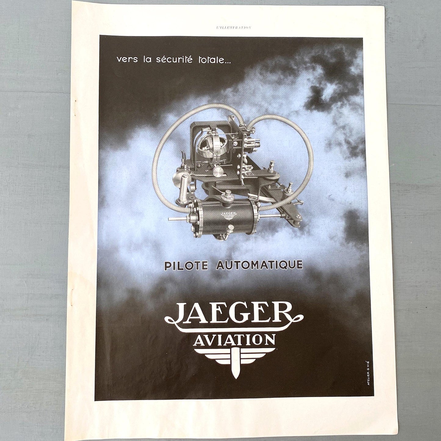 Authentic 1930s Vintage Jaeger Aviation Ad Print: French Mid-Century Aviation Wall Art