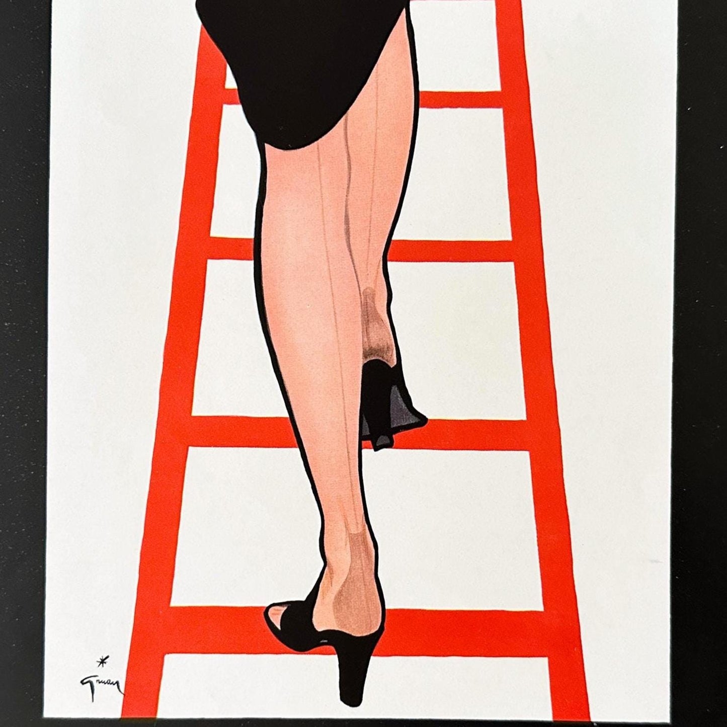 Original 1950s French Vintage Women Lingerie Ad Poster by Rene Gruau, Fashion Wall Art Print for Glam Dressing Room, Romantic Gift to Frame