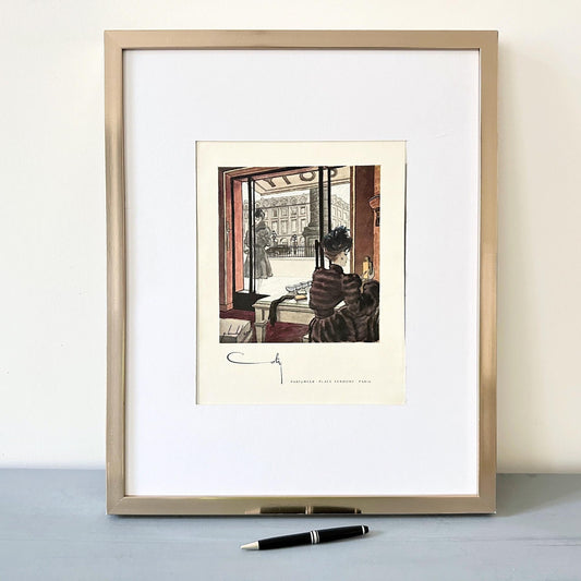 Original 1950s Vintage Coty Perfume Advertisement Print: Place Vendome Shop Window Wall Art Poster