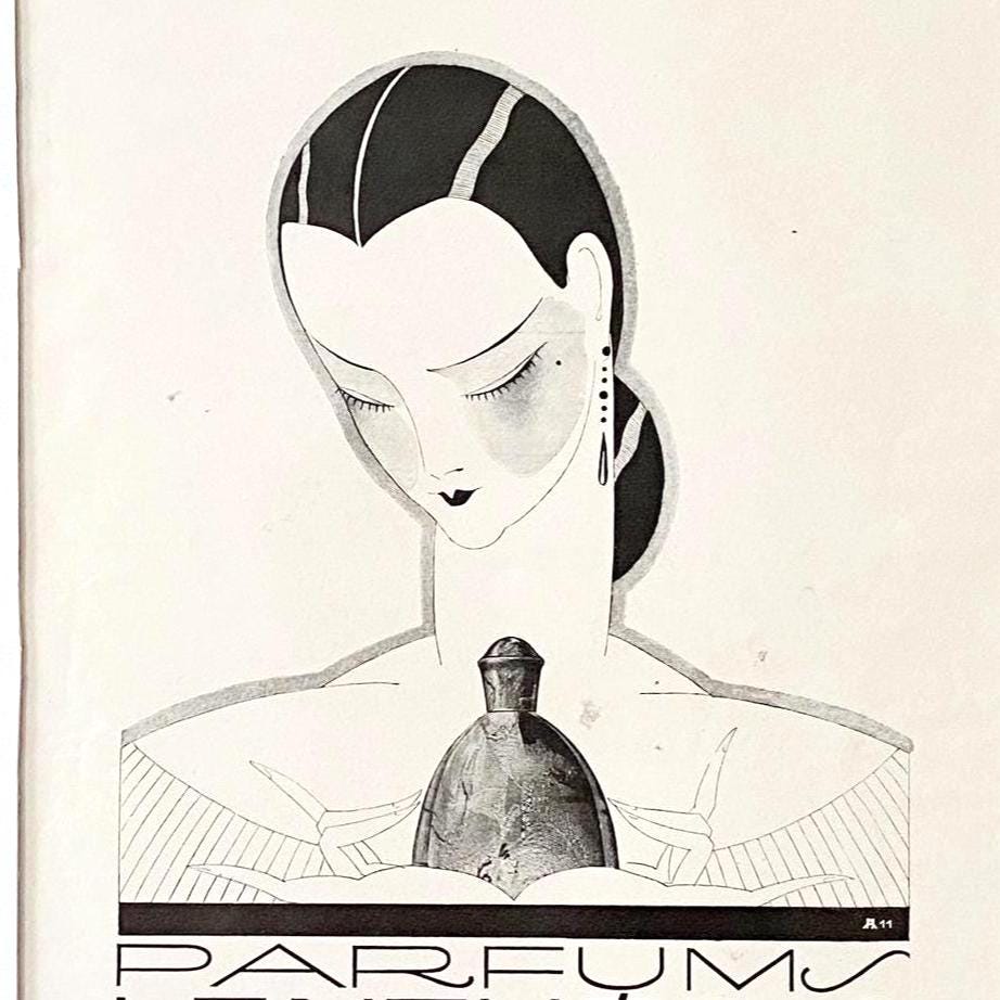 Original 1920s Vintage Perfume Bottle Print: Art Deco French Advertisement Poster