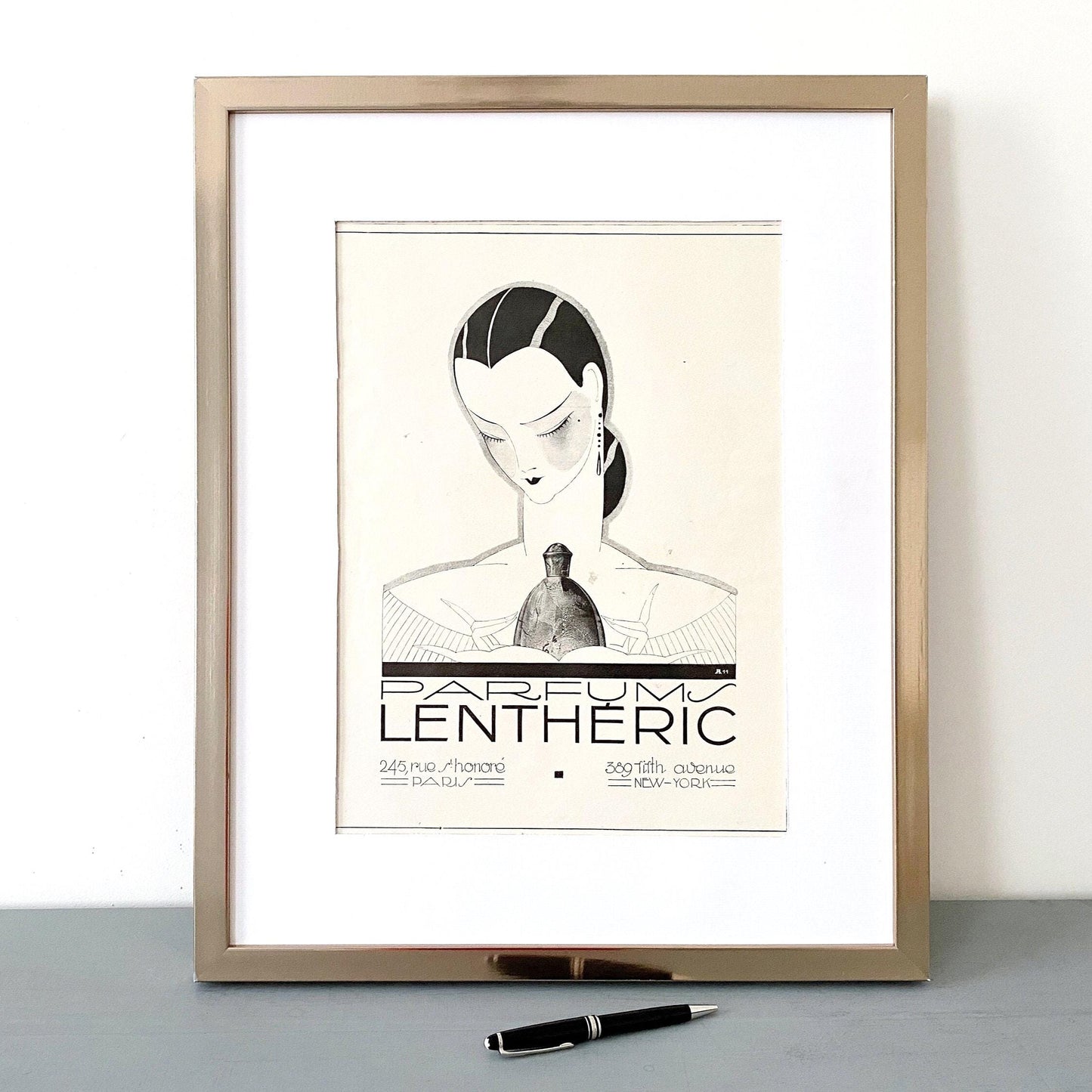 Original 1920s Vintage Perfume Bottle Print: Art Deco French Advertisement Poster