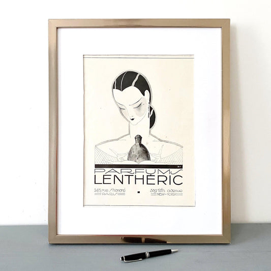 Original 1920s Vintage Perfume Bottle Print: Art Deco French Advertisement Poster