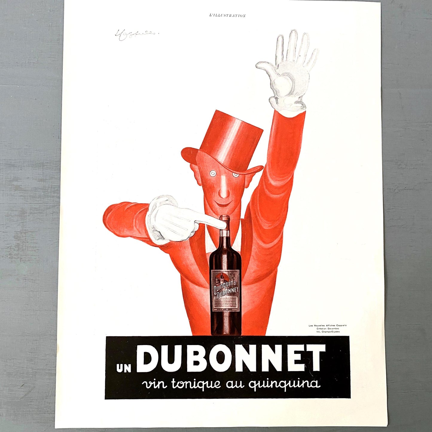 Original 1930s Vintage Dubonnet Alcohol Drink Advertisement Print from Original French Magazine