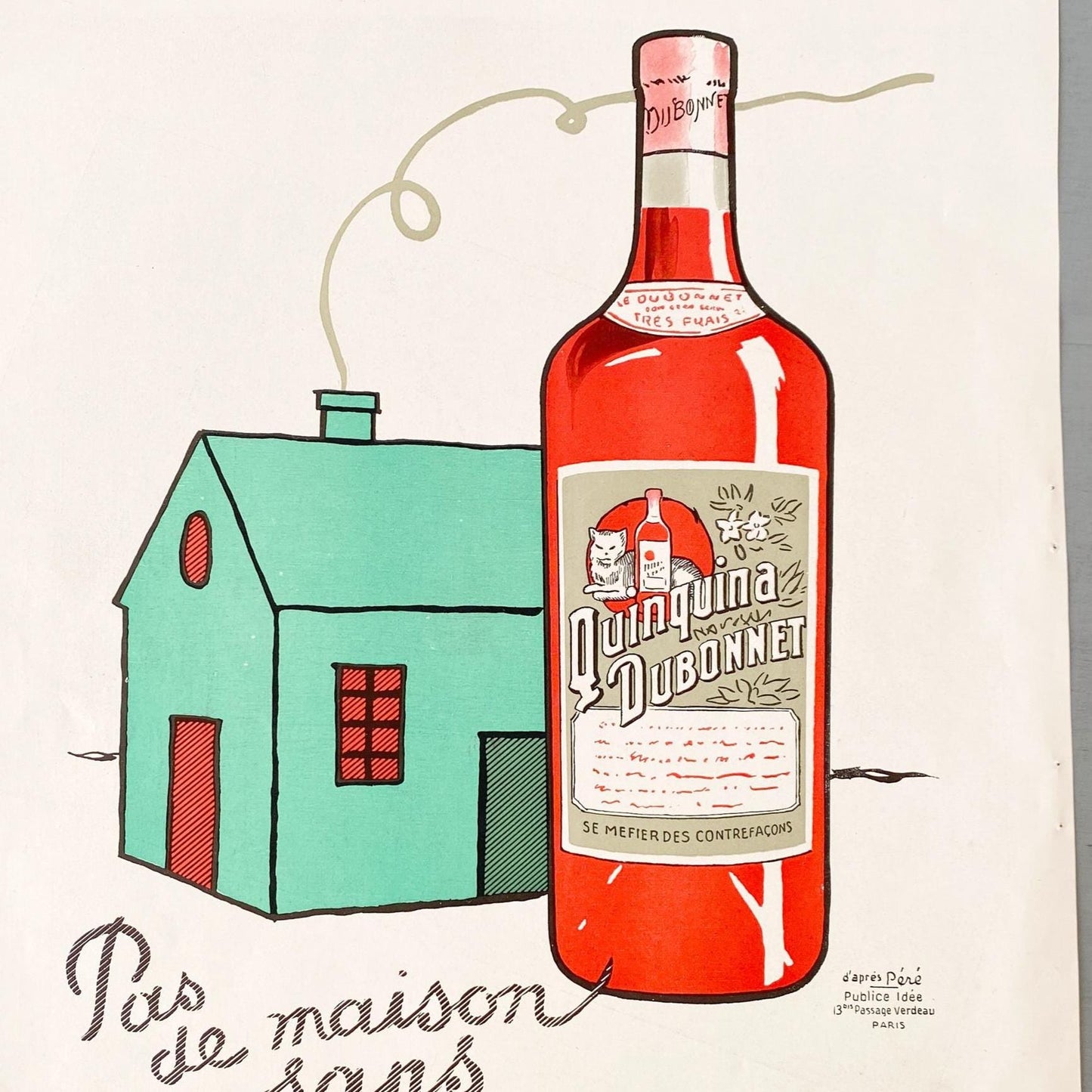 Authentic 1920s Vintage Dubonnet Aperitif Advertisement Wall Art Print