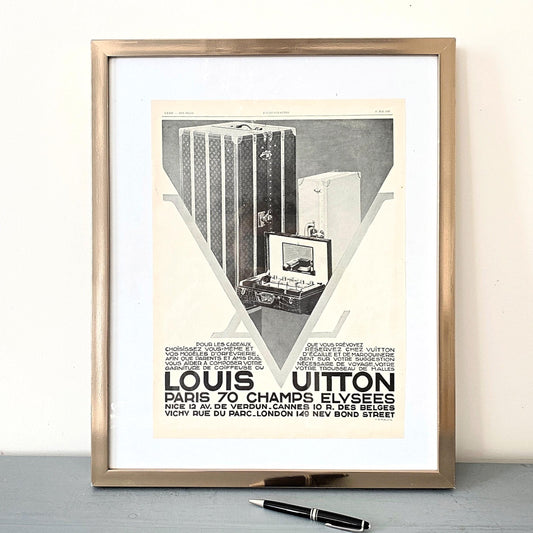 Authentic 1920s Vintage Louis Vuitton Luggage Ad Poster: Rare French Fashion Print