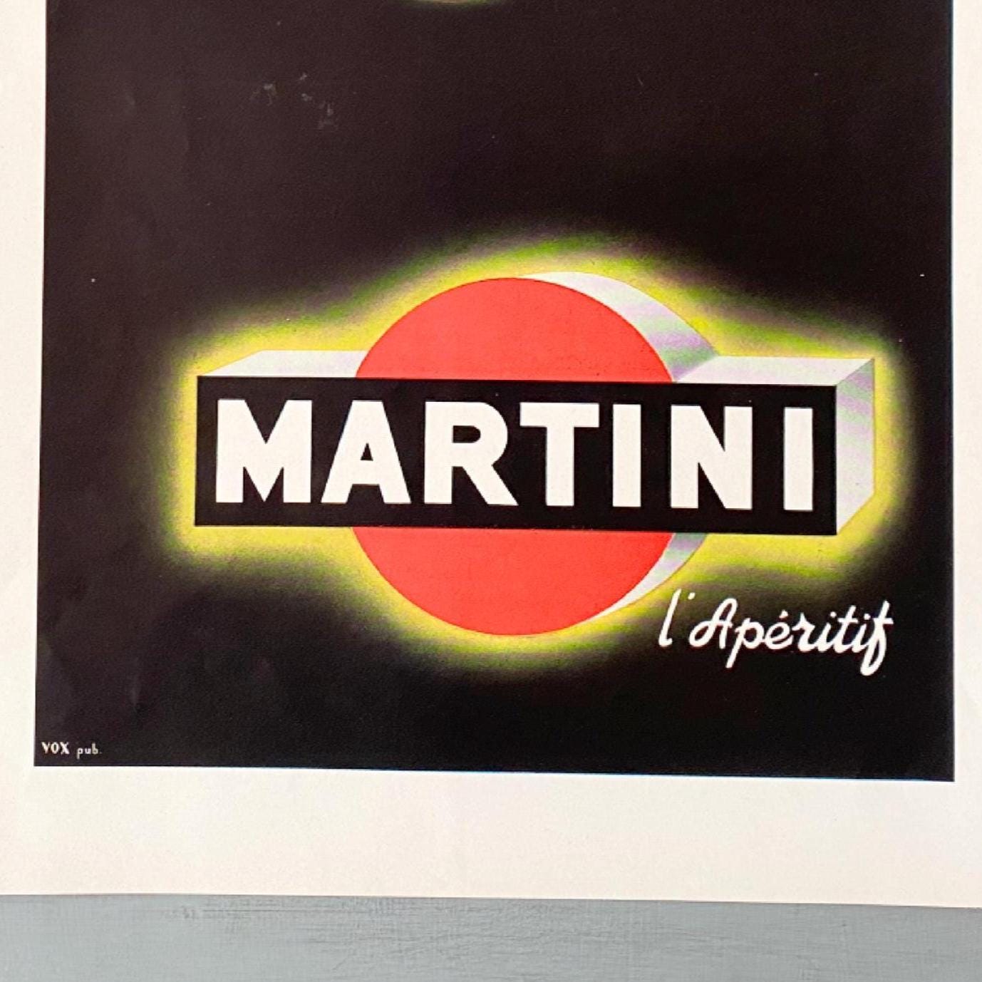 Authentic 1950s French Vintage Martini Aperitif Ad Poster: Maximalist Retro Bar Wall Art Print