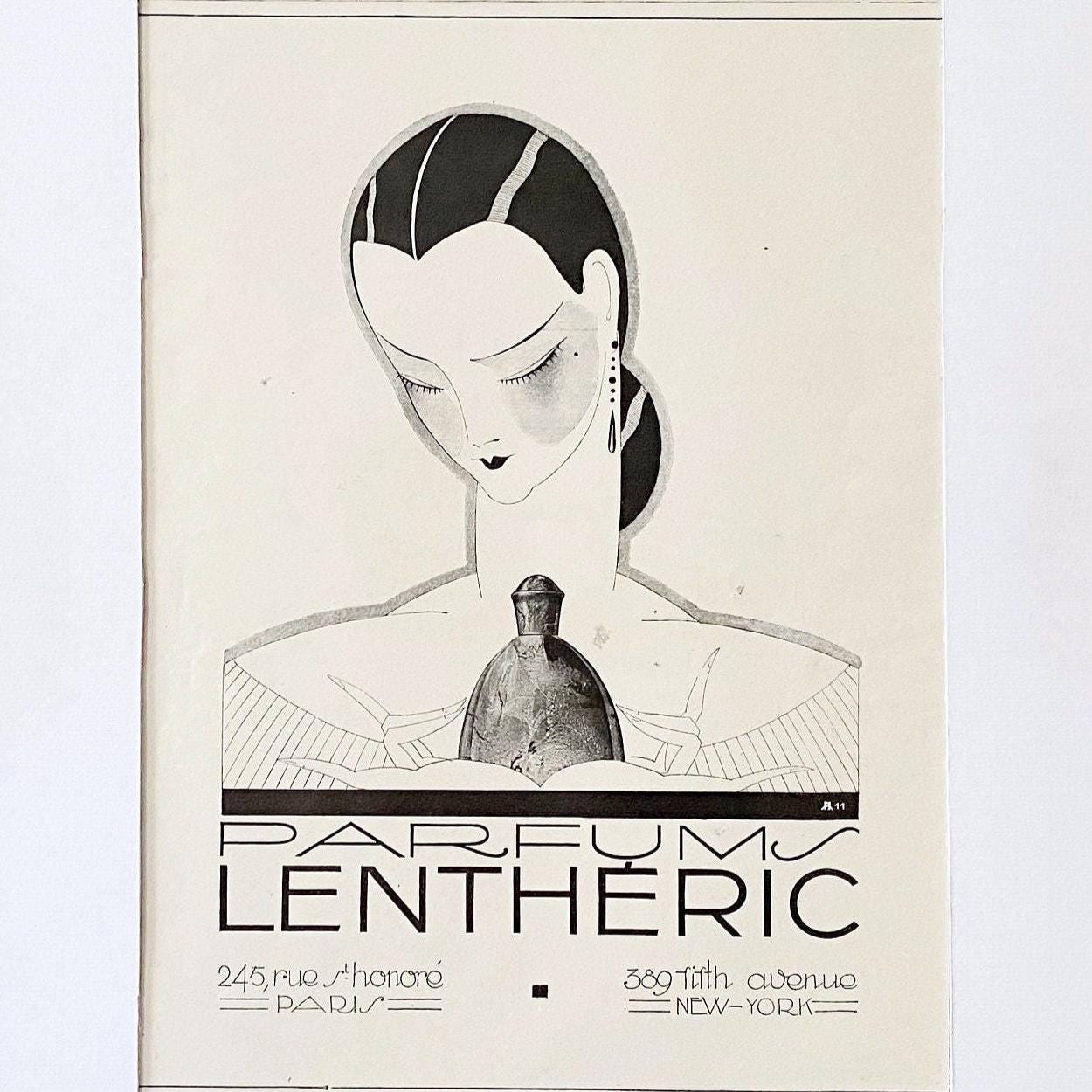Original 1920s Vintage Perfume Bottle Print: Art Deco French Advertisement Poster
