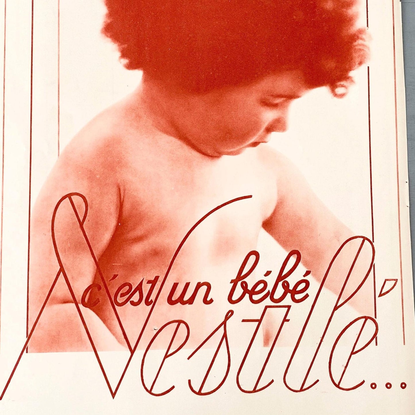 Original 1920s Vintage Nestle Baby Print: Sepiatoned Nursery Wall Art