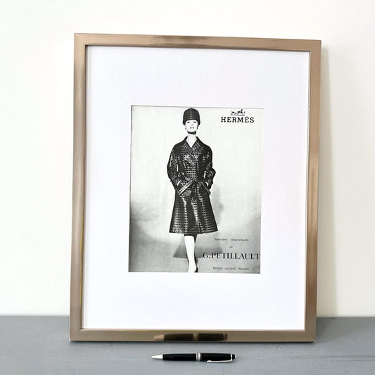 Authentic 1960s Vintage Hermes Advertisement Wall Decor Print, Original French Luxury Fashion Wall Art Poster