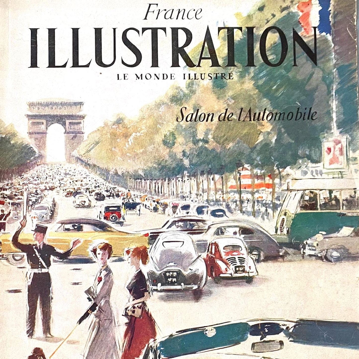Authentic 1940s Vintage Champs Elysees Travel Poster: 1940s French Magazine Cover