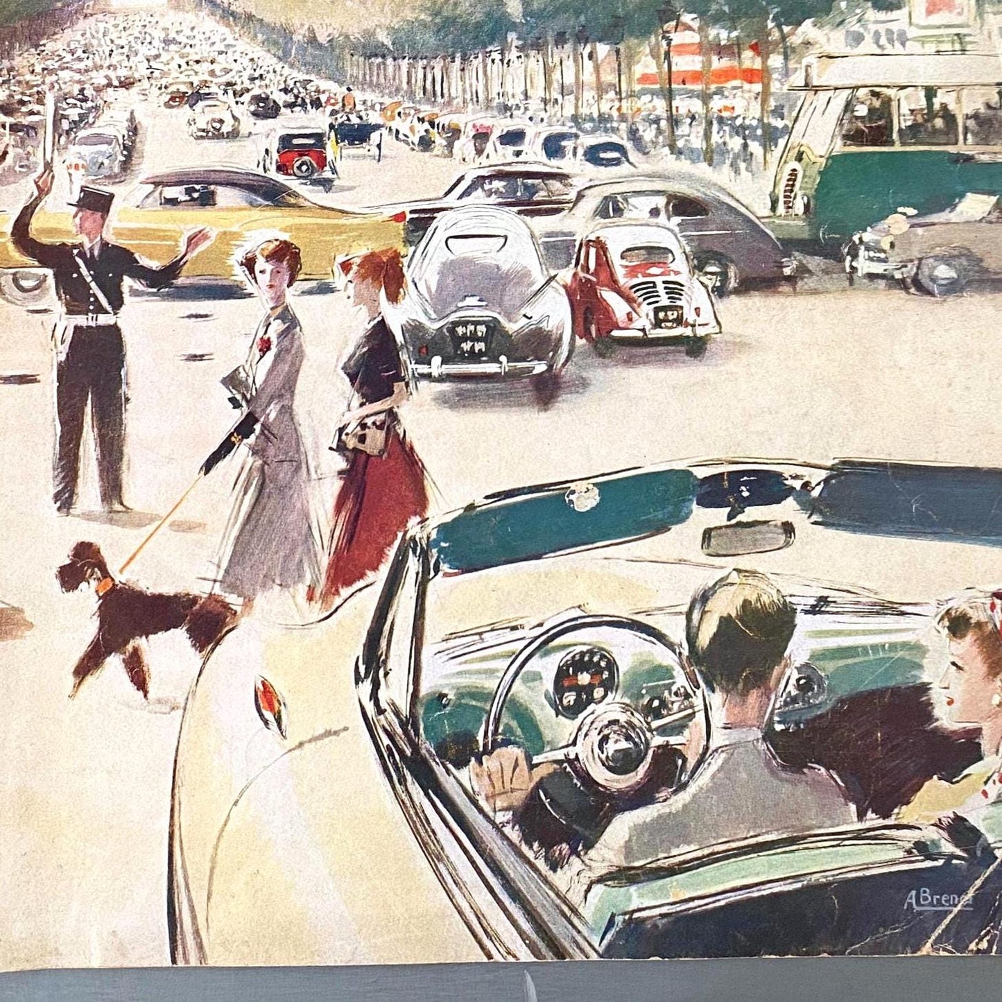 Authentic 1940s Vintage Champs Elysees Travel Poster: 1940s French Magazine Cover