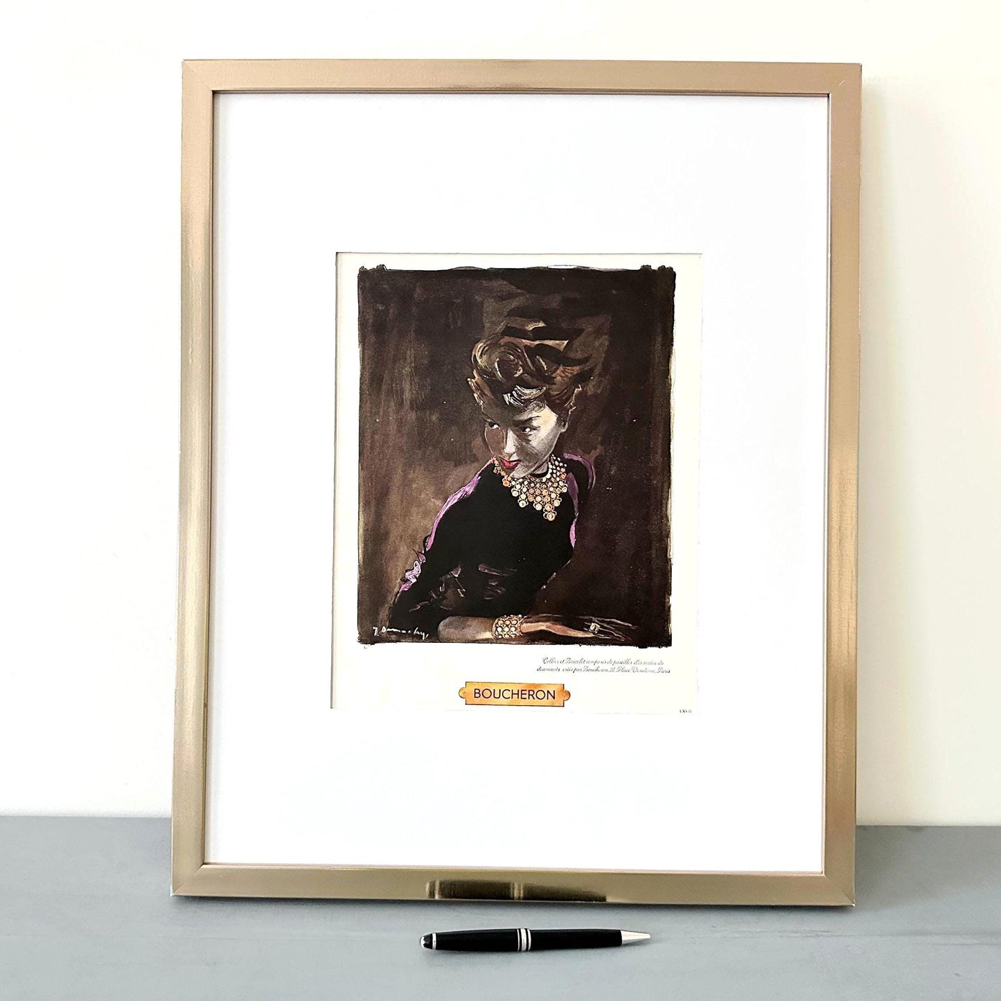 Authentic 1950s Vintage Boucheron Ad Poster: Original Jacques Demachy Jewelry Print