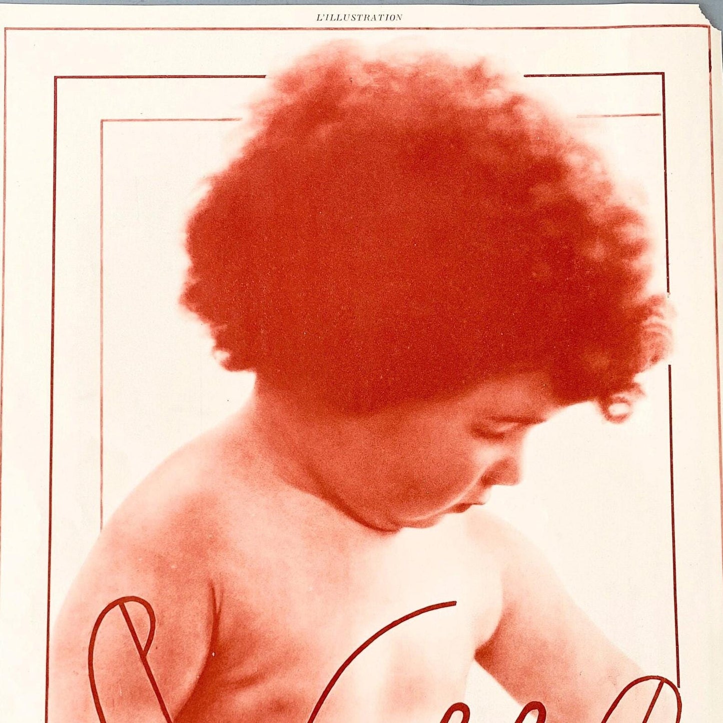 Original 1920s Vintage Nestle Baby Print: Sepiatoned Nursery Wall Art