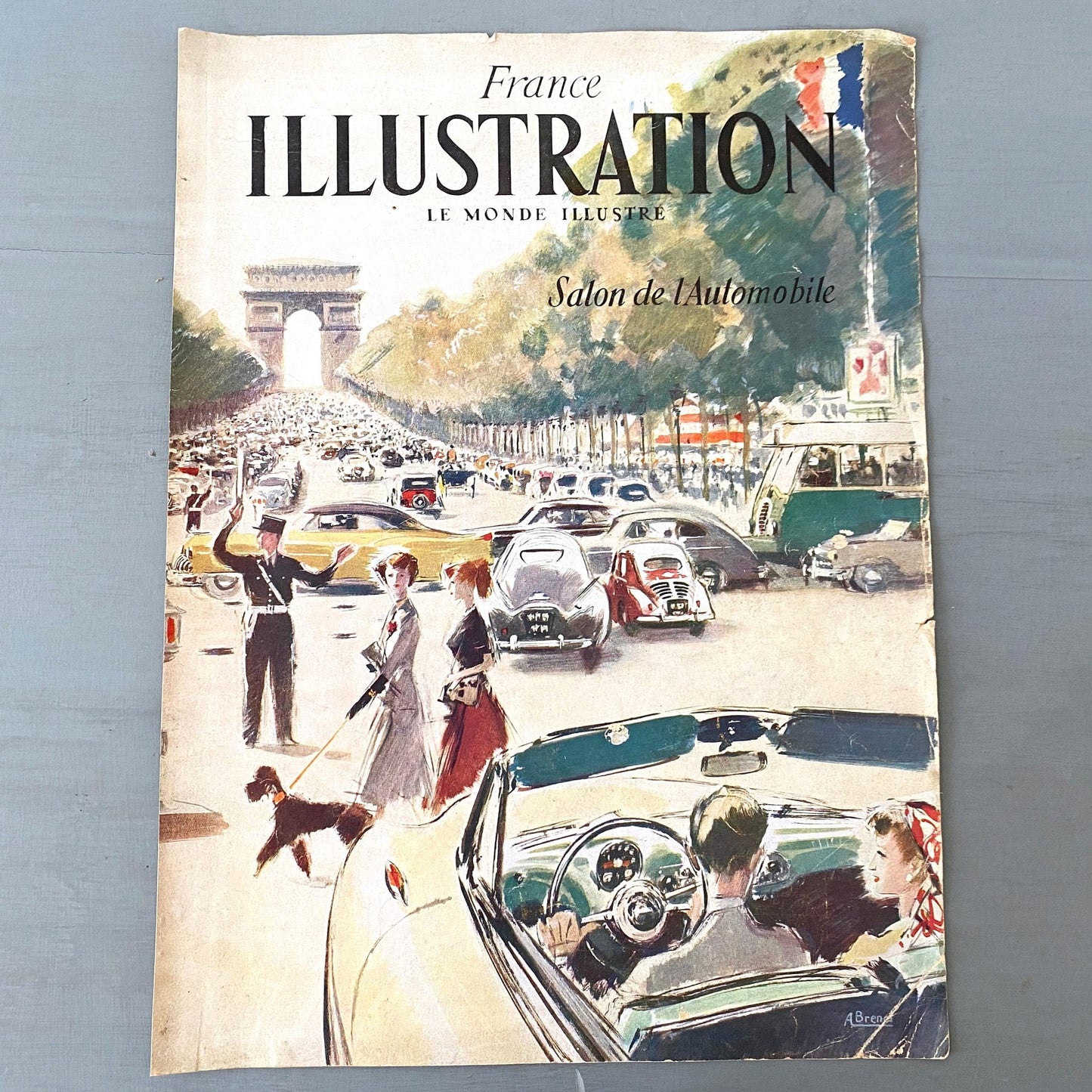 Authentic 1940s Vintage Champs Elysees Travel Poster: 1940s French Magazine Cover