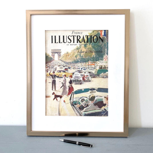 Authentic 1940s Vintage Champs Elysees Travel Poster: 1940s French Magazine Cover