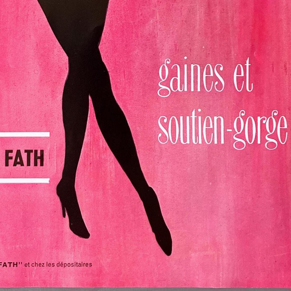 Rene Gruau Fath Vintage Print Ad: 1950s French Fashion Poster