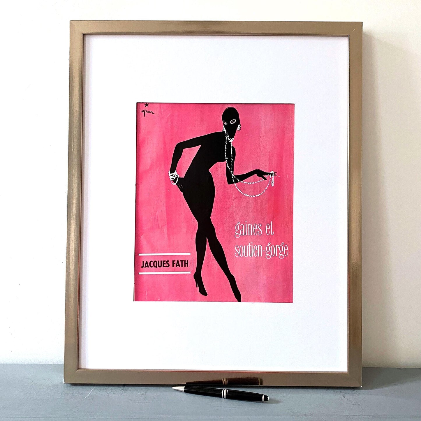 Rene Gruau Fath Vintage Print Ad: 1950s French Fashion Poster