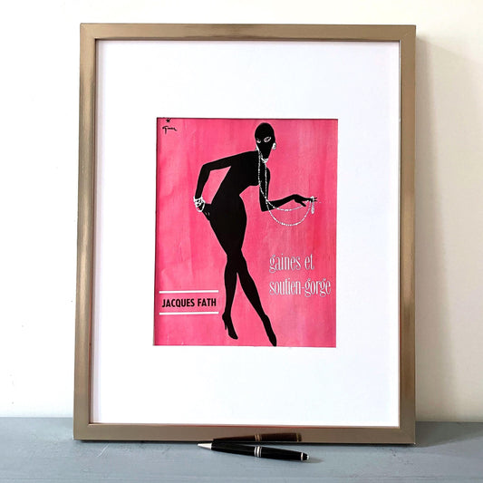 Rene Gruau Fath Vintage Print Ad: 1950s French Fashion Poster