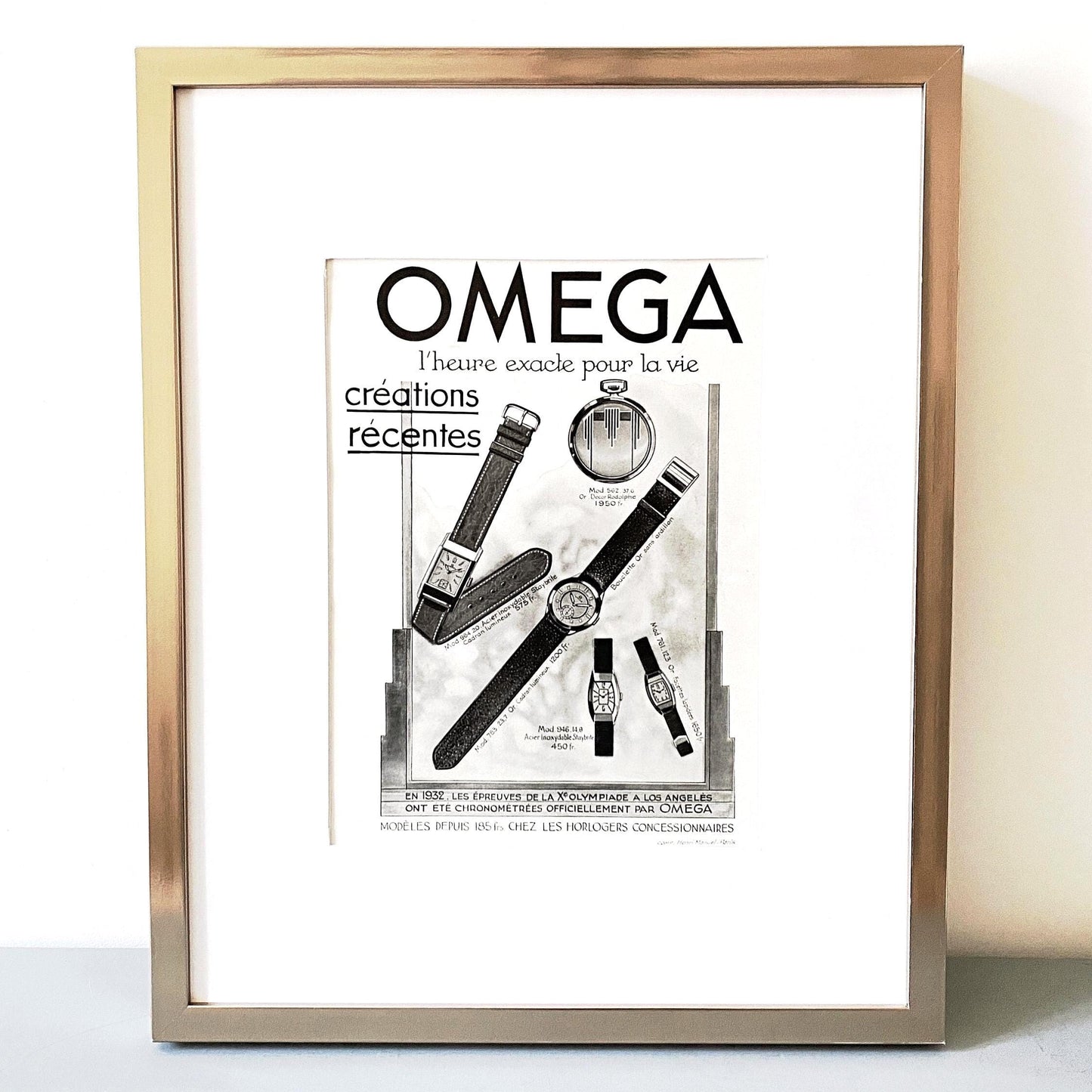 Authentic 1930s Vintage Omega Watch Advertisement Poster: Original French  Print
