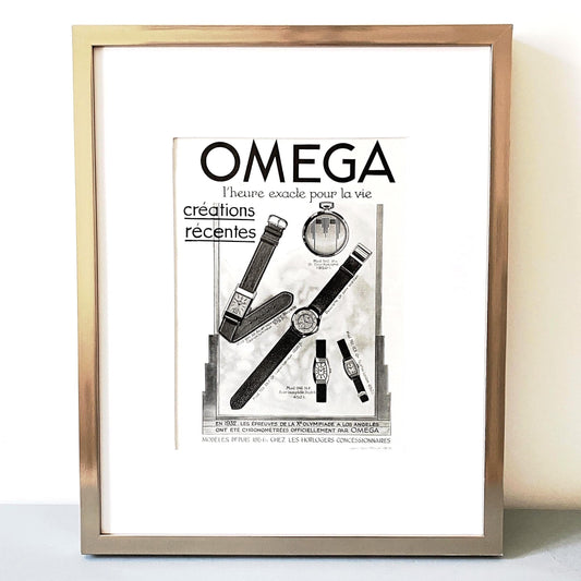Authentic 1930s Vintage Omega Watch Advertisement Poster: Original French  Print