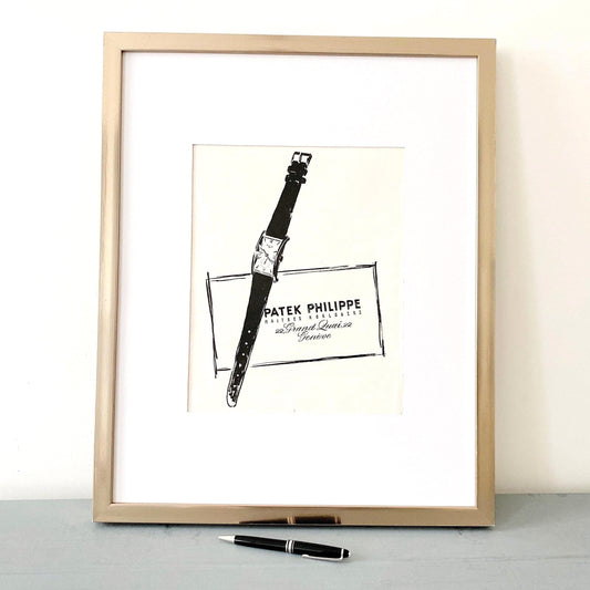 Authentic 1950s Vintage Patek Philippe Watch Ad Print: Original Mid-Century Modern Minimalist Ad