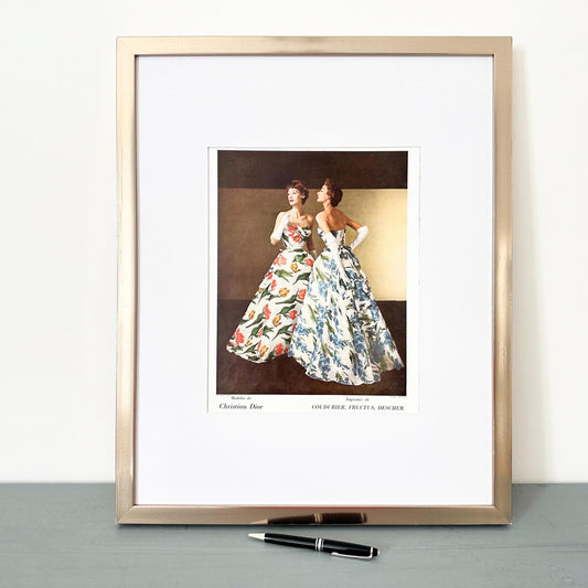 Original 1950s Vintage Christian Dior Fashion Photo Poster: Rare Paris Style Fashion Print