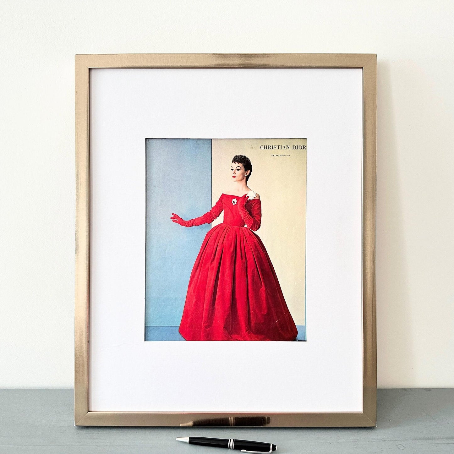 Original 1950s Vintage Dior Fashion Photo Poster from French Magazine