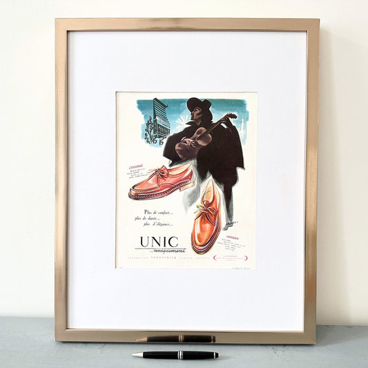 Vintage French Shoes Ad Print: Jean Mercey Lithograph, Ready to Frame