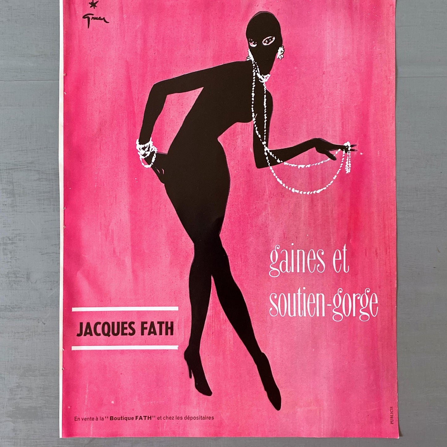 Rene Gruau Fath Vintage Print Ad: 1950s French Fashion Poster