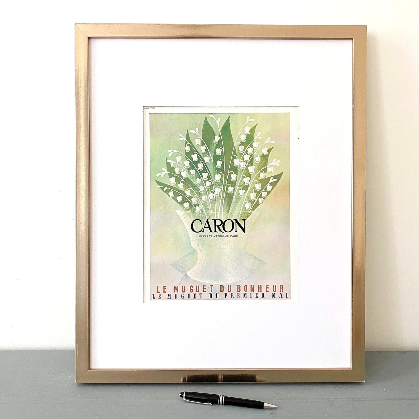 Vintage Caron Lily of the Valley Perfume Ad - French Magazine Print