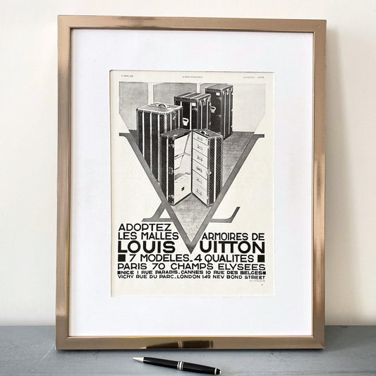 Authentic 1930s Vintage Louis Vuitton Ad Poster: Suitcase Bag Print, Rare Original Fashion Decor