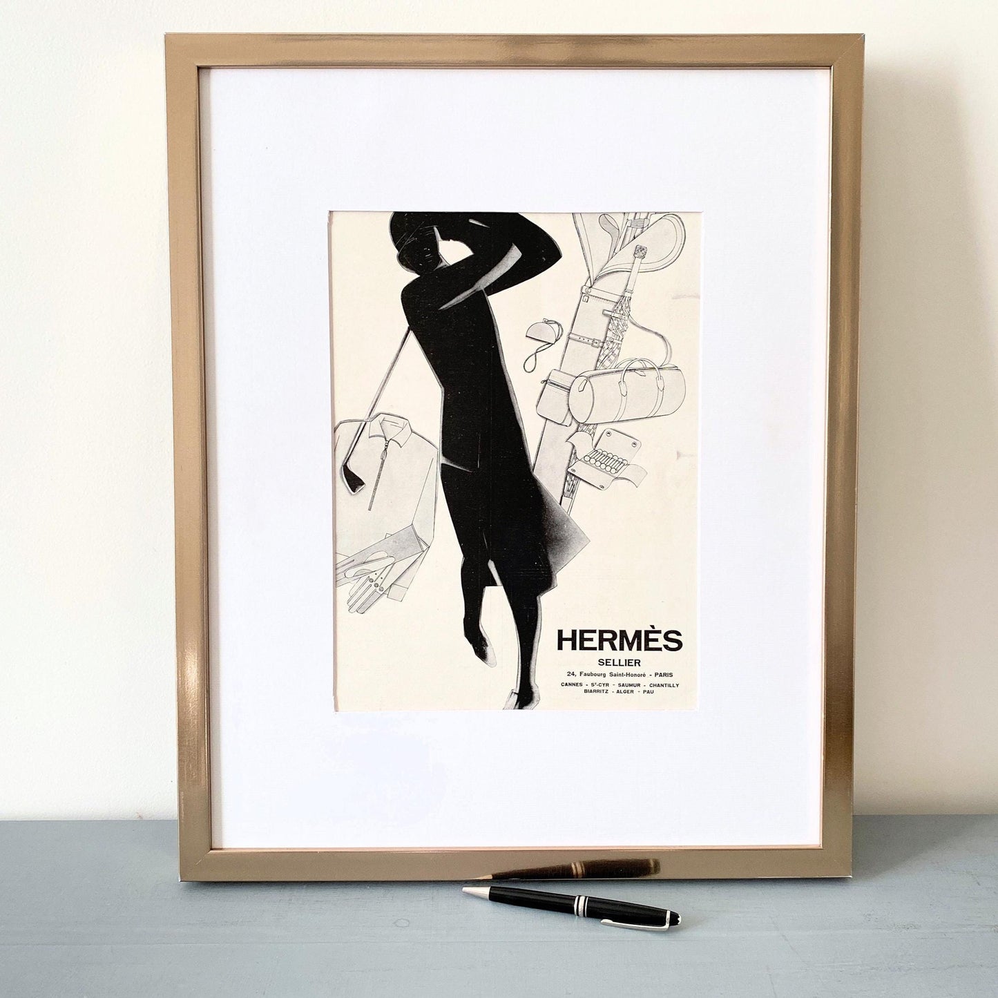 Original 1920s Vintage Hermes Golf Woman Advertisement Poster: Authentic French Fashion Print