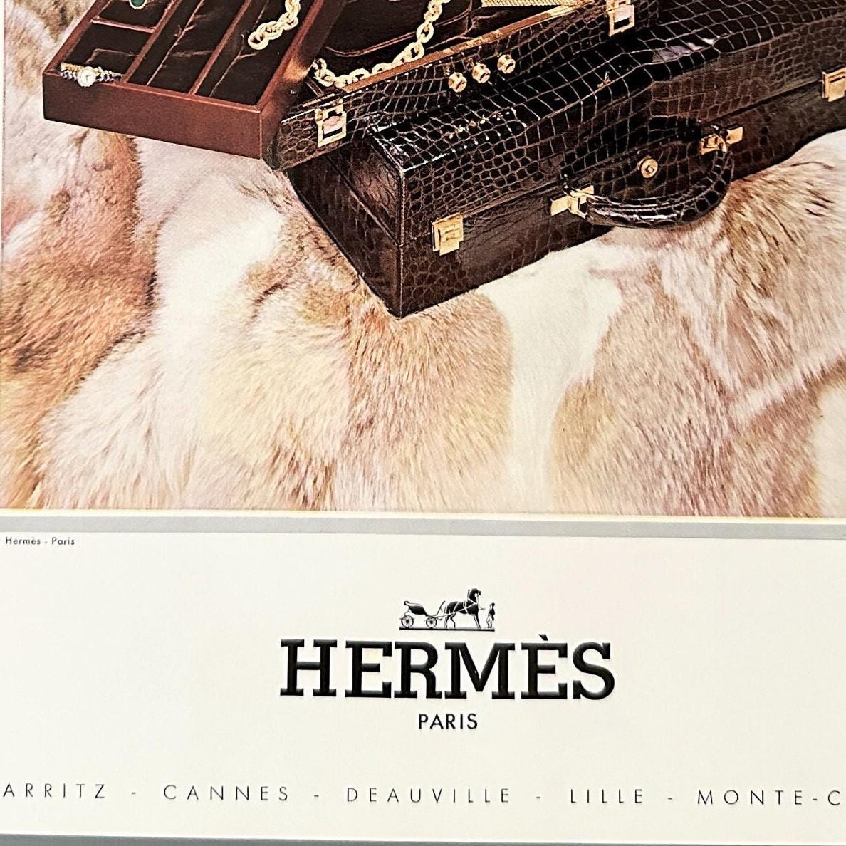 Original 1960s French Vintage Hermes Jewelry Suitcase Bag Ad Poster: Authentic  Fashion Print