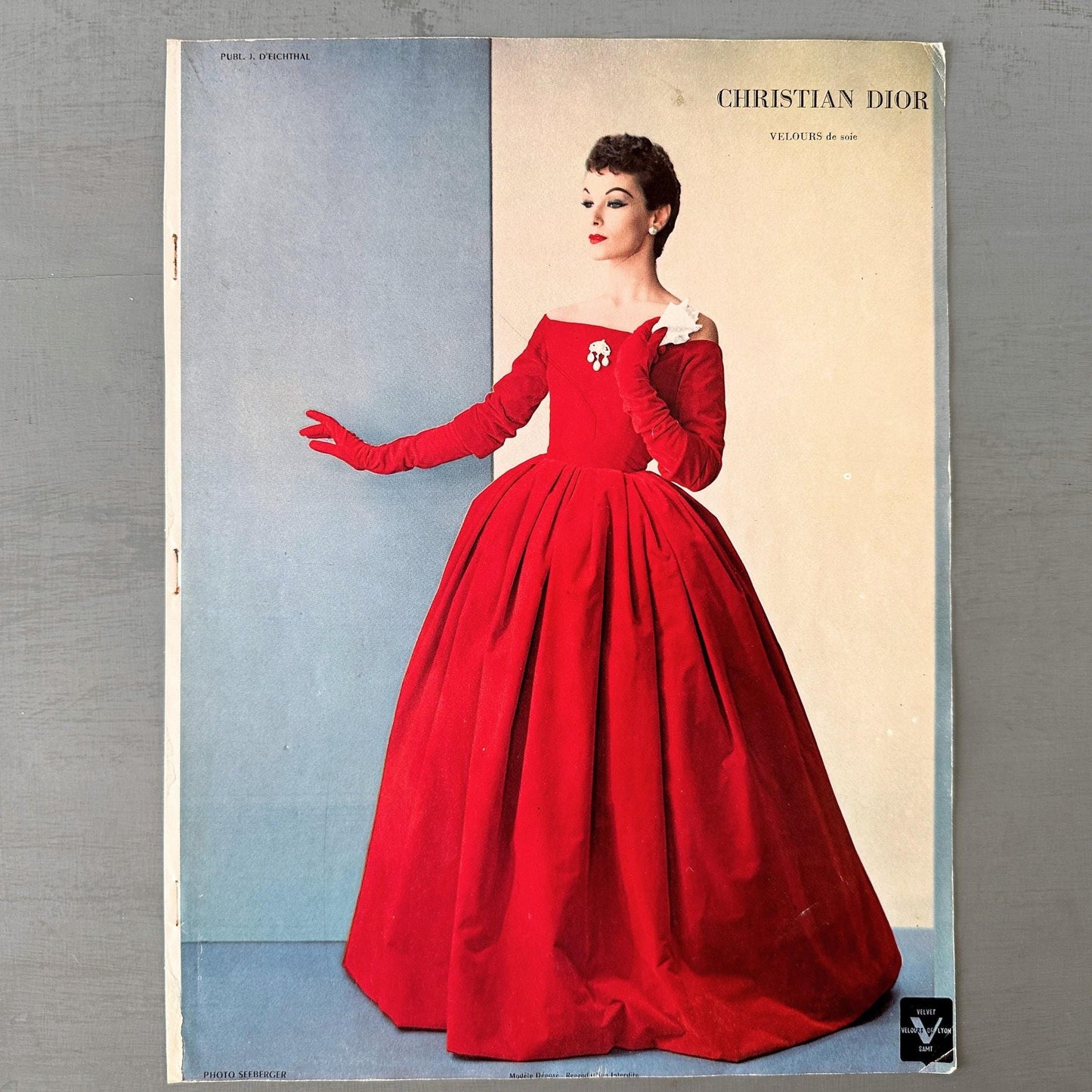 Original 1950s Vintage Dior Fashion Photo Poster from French Magazine
