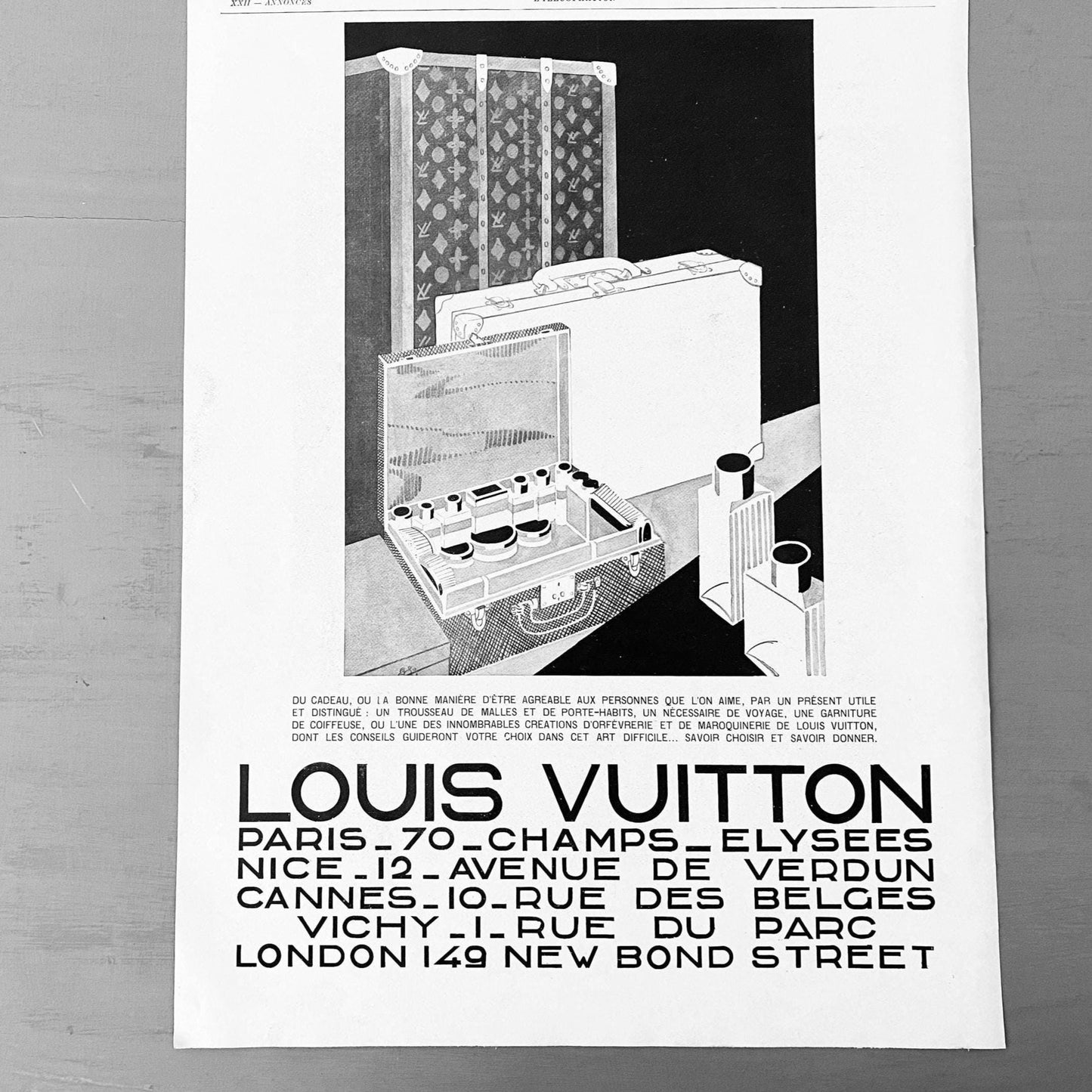Authentic 1920s Louis Vuitton Ad Poster: Rare Original French Vintage Luggage Print