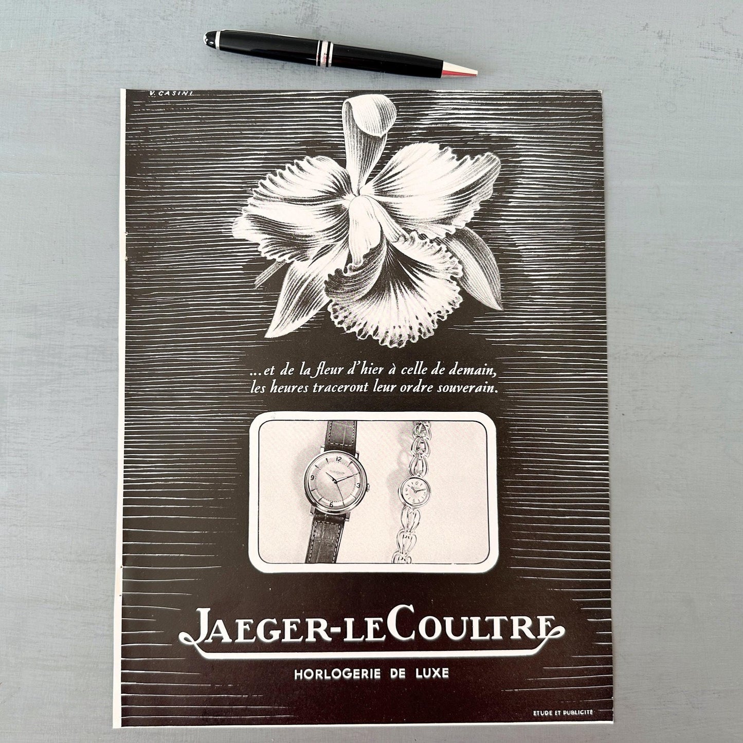 Original 1950s Vintage Hermes Jewelry Advertisement Poster, Authentic Mid Century Fashion Print