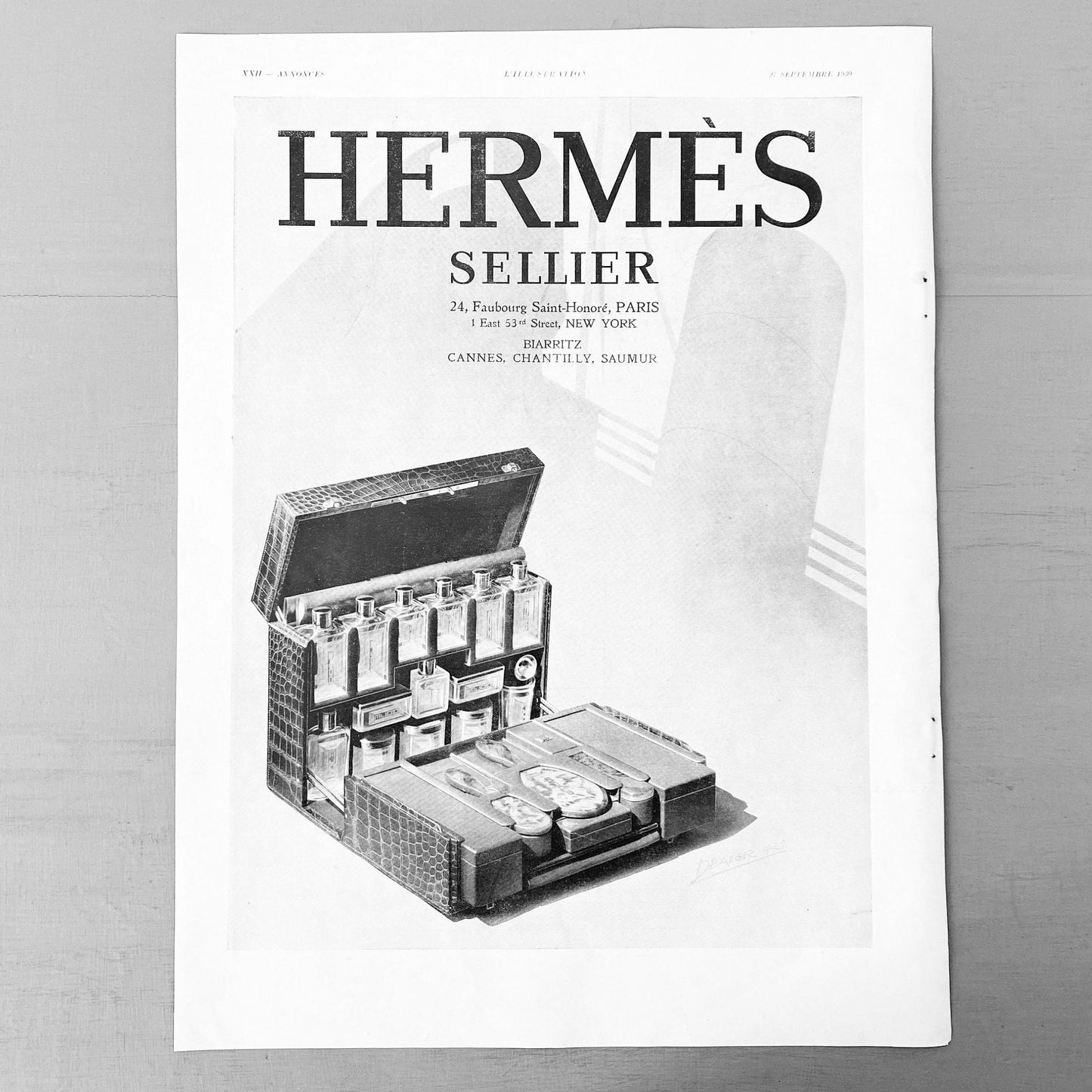 Rare Authentic Hermes Advertising Wall Art Print, French Fashion Living Room / Dressing Poster Home Decor, Mid Century Modern Unique Gift
