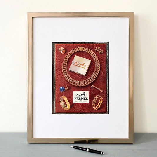 Original 1950s Vintage Hermes Jewelry Advertisement Print: Authentic Mid-Century French Fashion Poster