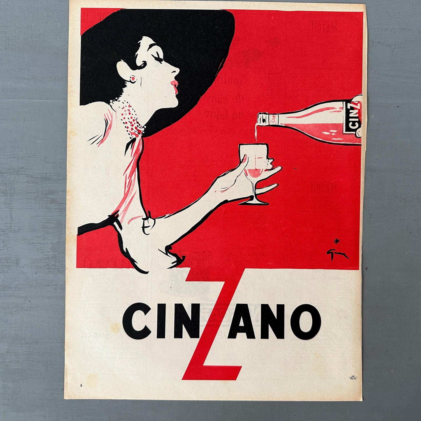 1950s Cinzano Ad Poster by Rene Gruau: Retro Home Bar Wall Art