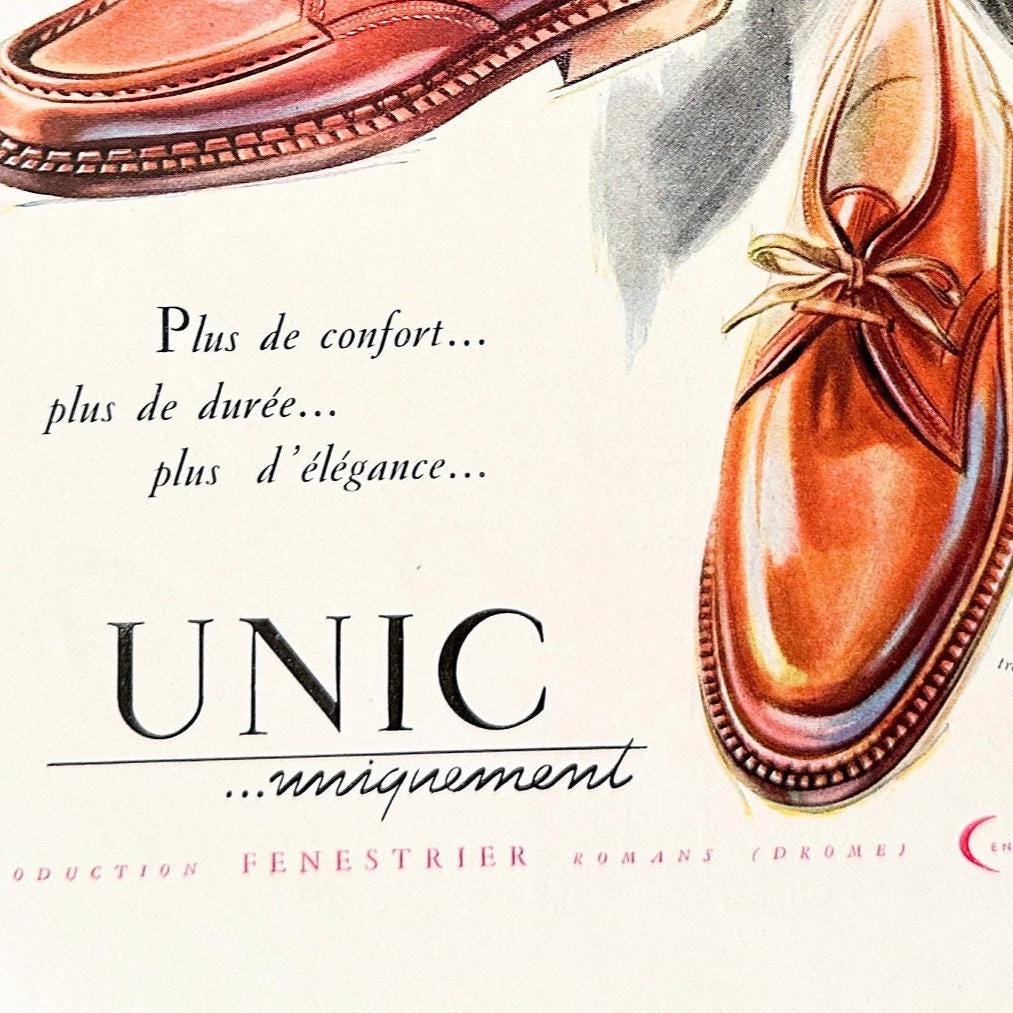 Vintage French Shoes Ad Print: Jean Mercey Lithograph, Ready to Frame