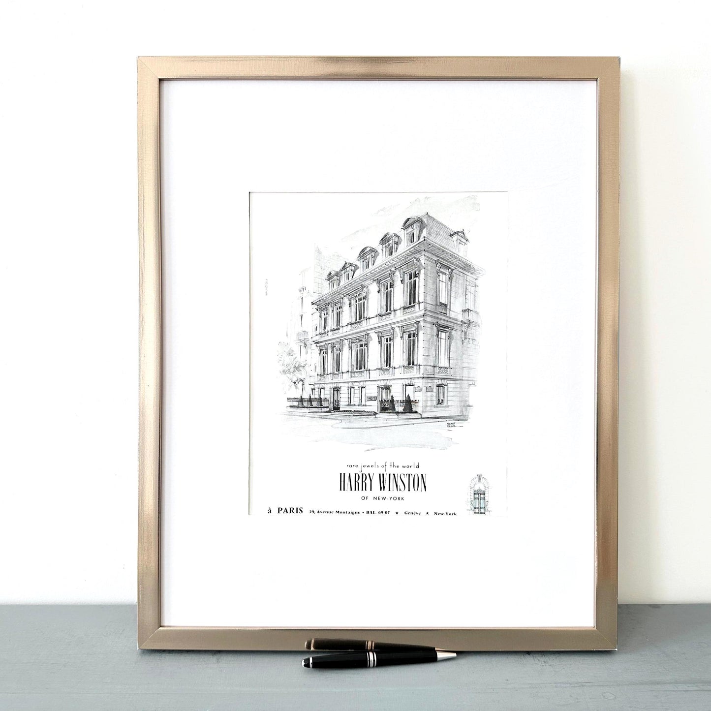 Vintage Harry Winston Ad Poster: Signed Pierre Pages, Mid-Century Fashion Wall Art