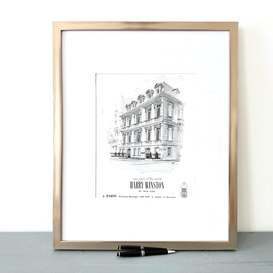 Vintage Harry Winston Ad Poster: Signed Pierre Pages, Mid-Century Fashion Wall Art