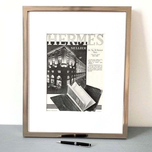 Original Vintage Hermes Ad Poster - Rare French Mid Century Luxury Brand Office or Living Room  Wall Art - Birthday Gift Idea for Lux Lover