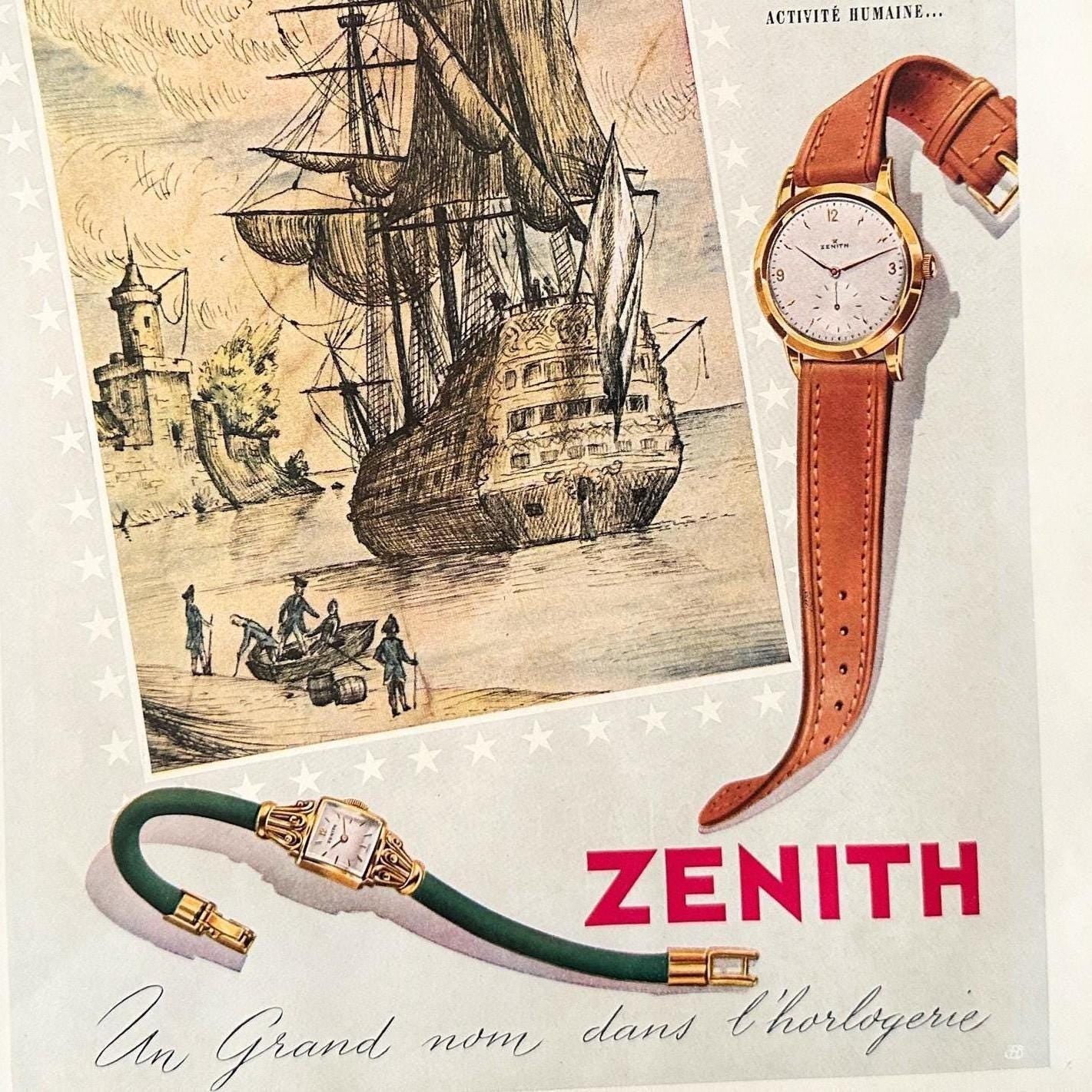 Vintage Zenith Swiss Watch Poster: Rare Authentic Print, Ready to Frame