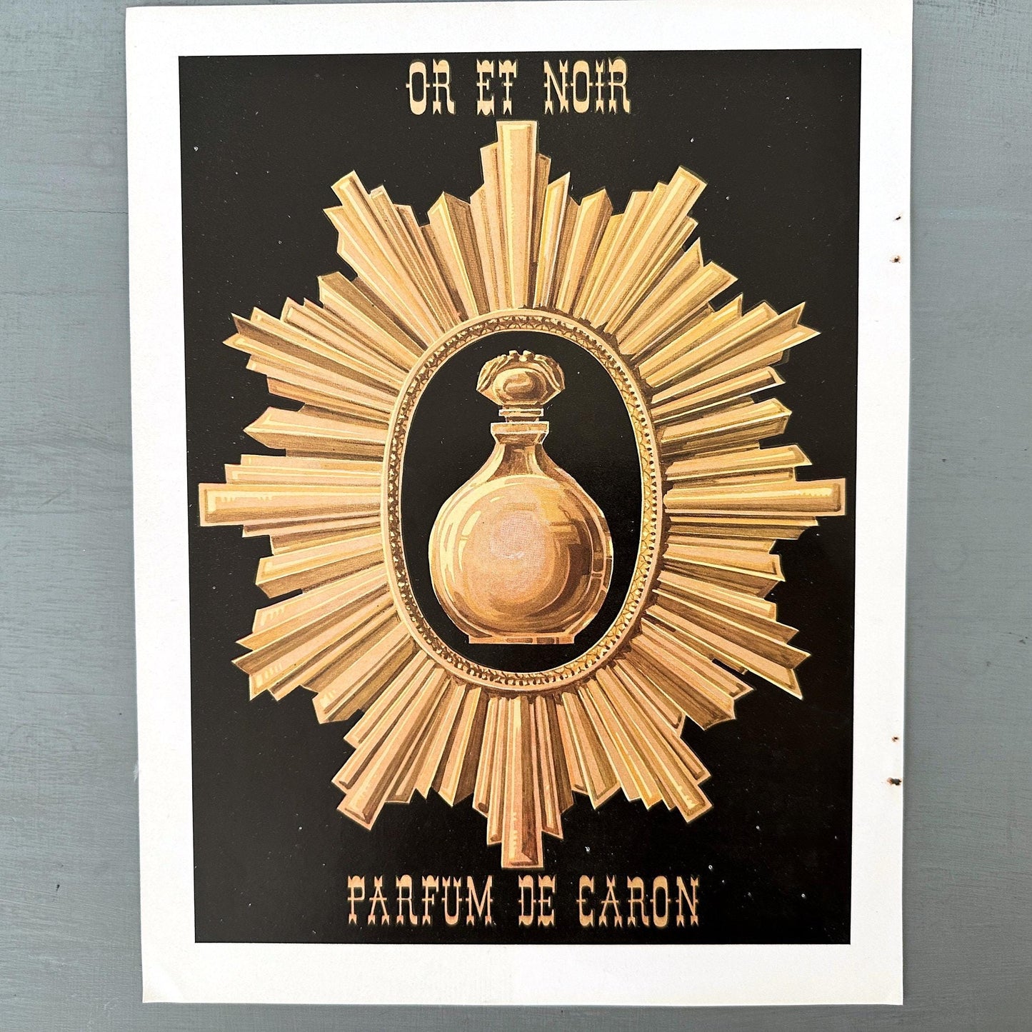 1950s Caron Perfume Ad Print: Vintage French Glam Room Wall Art